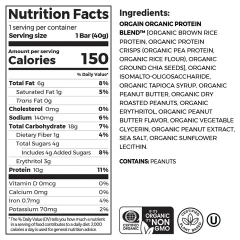 Organic Protein Bar - Peanut Butter