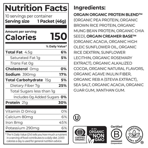 Single Serve Organic Protein™ Plant Based Protein Powder - Chocolate